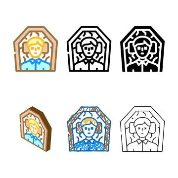 Dead man range in coffin color icon vector Stock Illustration
