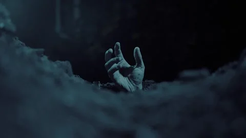Dead mans hand sticks out of the ground Stock Footage 286243958