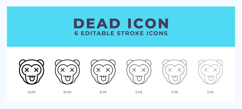 Dead monkey icon illustration vector with editable stroke. Stock Illustration