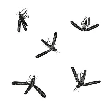 Dead mosquitoes on a white background. Stock Illustration