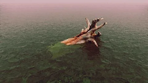 Dead oak tree in the Atlantic Ocean water Stock Illustration