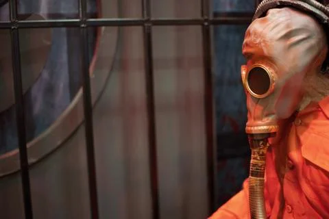 Dead persons sitting in the executed electric chair, Halloween Stock Photos