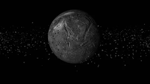Dead planet with asteroid ring 01 Stock Footage 45758919
