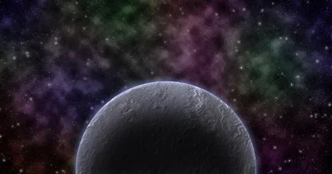 Dead planet in colorful deep space Stock Illustration