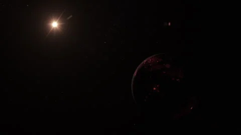 A Dead Planet somewhere in space and a nearby star Stock-Footage 240422832