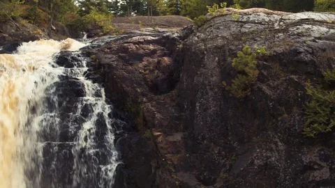 Dead River Falls Close Up Flyby Stock Footage 71328397
