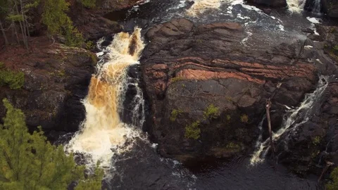 Dead River Falls Descent Through Trees Stock Footage 71328706