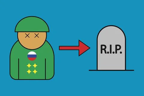 Dead Russian general RIP gravestone vector illustration Stock Illustration