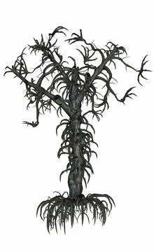 Dead scary tree with lots of branches - 3D render Stock Illustration