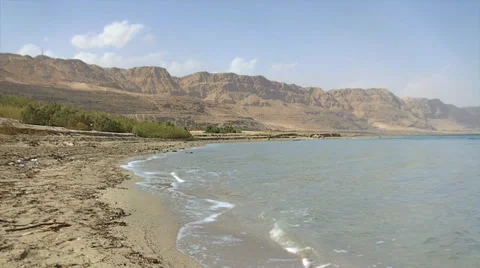 Dead Sea and Mountains Stock Footage 32148071