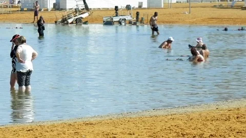 Dead sea beach panoramic shot Stock Footage 79392460
