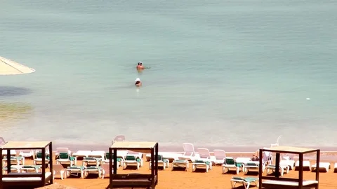 Dead Sea Beach Relax Zone Stock Footage 74421346