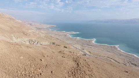 Dead Sea Coast Drone View Stock Footage 71008232