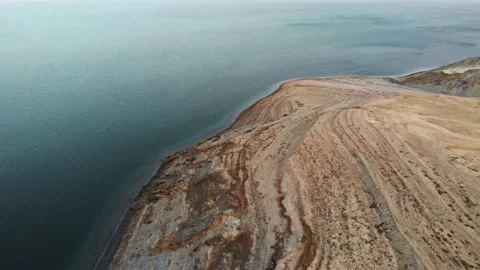 Dead sea drone view 4k at sundown dessert lake Stock Footage 170725464