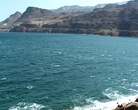 Dead Sea, Jordan. Emerald and purity waves of the Dead Sea during storm Stock-Footage 126008700