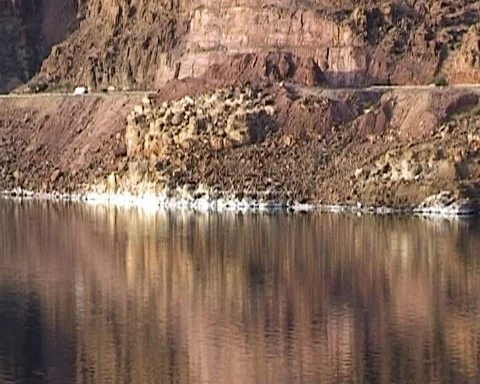Dead Sea. Jordan. Sheer cliffs covered with white salt crystals. Stock Footage 126008631