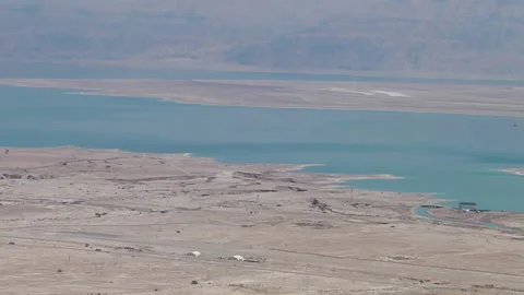 Dead Sea landscape viewed from top of the hill Video stock 141225751