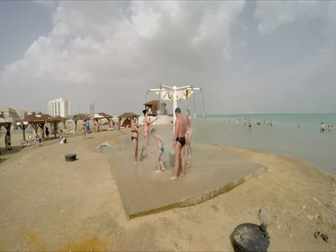 The Dead Sea must be washed off with salt water Video stock 75862154