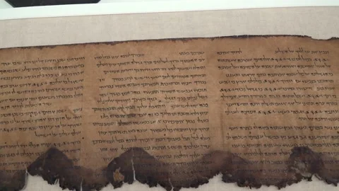 Dead sea Original scrolls close view exposed, Israel Stock Footage 228551734