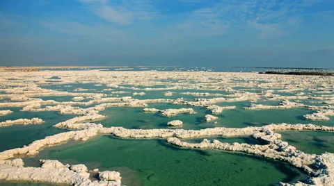 Dead sea salt - aerial  Stock Footage