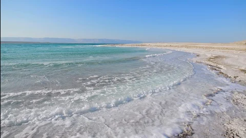 Dead Sea Salt Beach Stock Footage 100374397