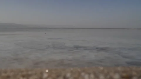 Dead Sea shore close up low angle Stock Footage 230106793