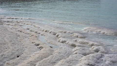 Dead Sea shore waves Stock Footage 230098675