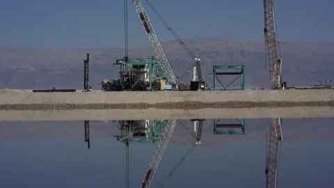 Dead Sea Works Industry reflection Stock Footage 230106122