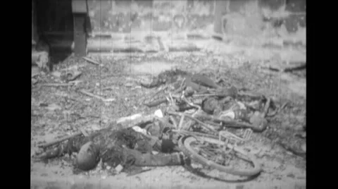 Dead soldier under the debris Stock Footage