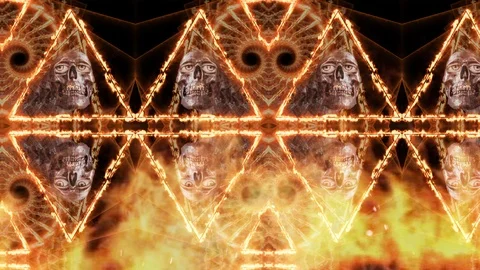 Dead Souls Burning In Hell, Inferno Skulls Loop Stock Footage 122919380