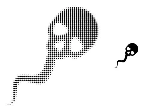 Dead Sperm Halftone Dot Icon Stock Illustration