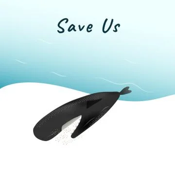 A dead stranded whale on sand beach vector on white background Stock Illustration