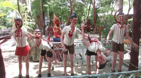 Dead Students Statue at Hell Temple Stock Footage 65962057