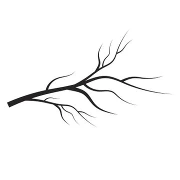 Dead tree branch isolated. Vector tree branches silhouette Stock Illustration