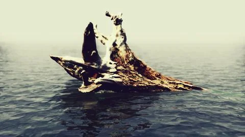 Dead tree branches and trunk in the sea Stock Illustration