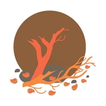 Dead Tree With Broken Branches Stock Illustration