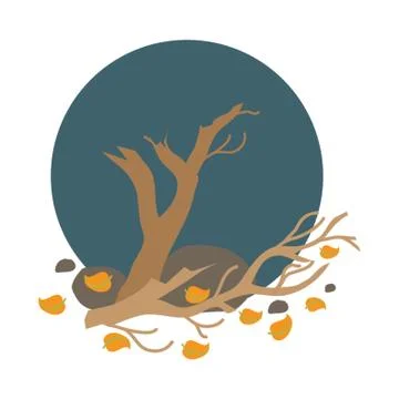 Dead Tree With Broken Branches Stock Illustration