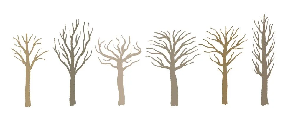 Dead tree shape set - vector tree silhouette illustration collection. Stock Illustration