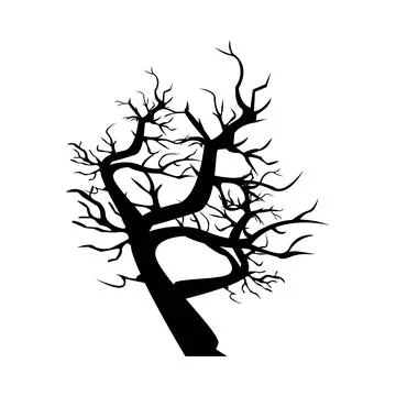 Dead tree silhouette vector illustration on a white background for Halloween. Stock Illustration