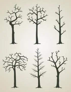 Dead trees silhouette Stock Illustration