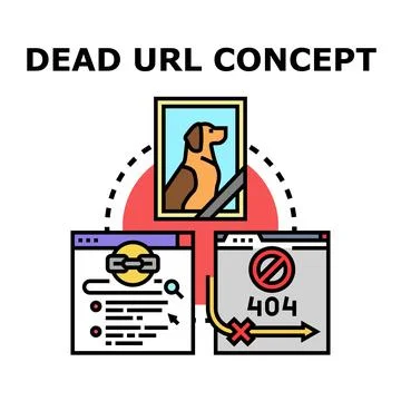 Dead url concept with broken link symbol Stock Illustration