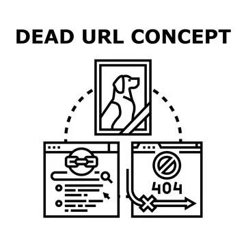 Dead url concept with broken link symbol Stock Illustration
