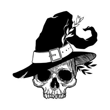 Dead Witch Skull Illustrazione stock