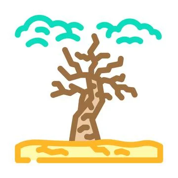 Dead withered tree under polluted sky color icon vector illustration Stock Illustration