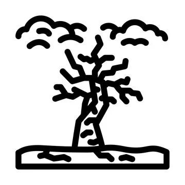 Dead withered tree under polluted sky line icon vector illustration Stock Illustration