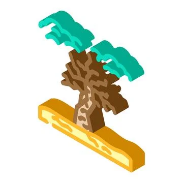 Dead withered tree under polluted sky isometric icon vector illustration Stock Illustration