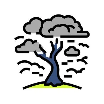 Dead withered tree under polluted sky color icon vector illustration Stock Illustration