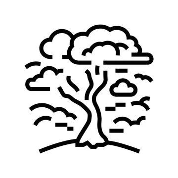 Dead withered tree under polluted sky line icon vector illustration Stock Illustration