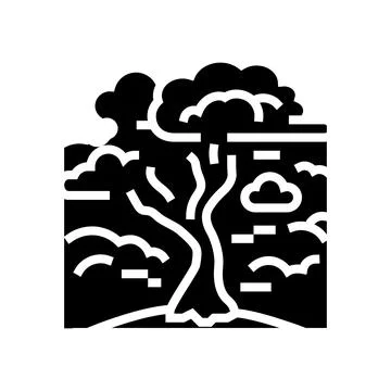 Dead withered tree under polluted sky glyph icon vector illustration Stock Illustration
