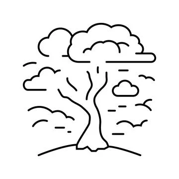 Dead withered tree under polluted sky line icon vector illustration Stock Illustration